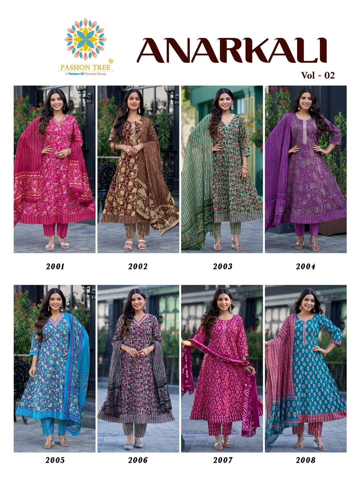 PASSION TREE ANARKALI VOL 2 COTTON PRINTED FANCY 3PCS SET COLLECTION 