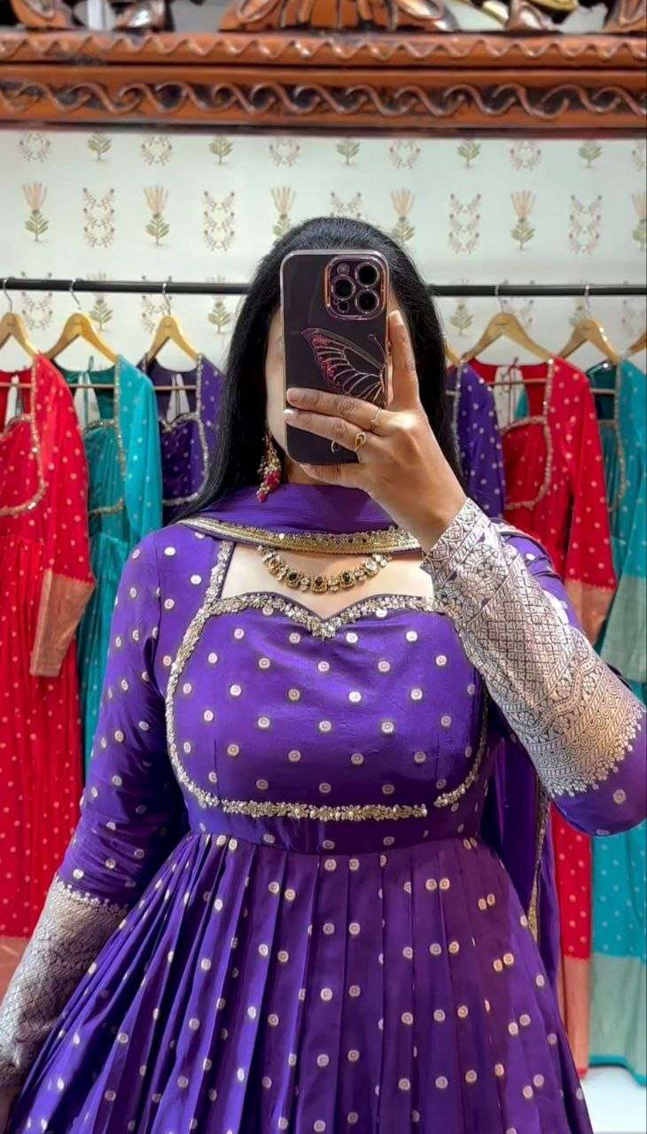 PC 570 JACQUARD DESIGNER WORK PARTY WEAR LADIES GOWN WITH DUPATTA SET 