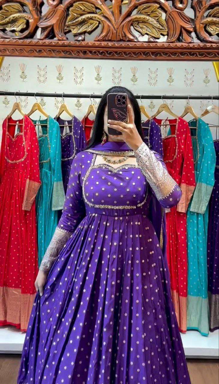 PC 570 JACQUARD DESIGNER WORK PARTY WEAR LADIES GOWN WITH DUPATTA SET 