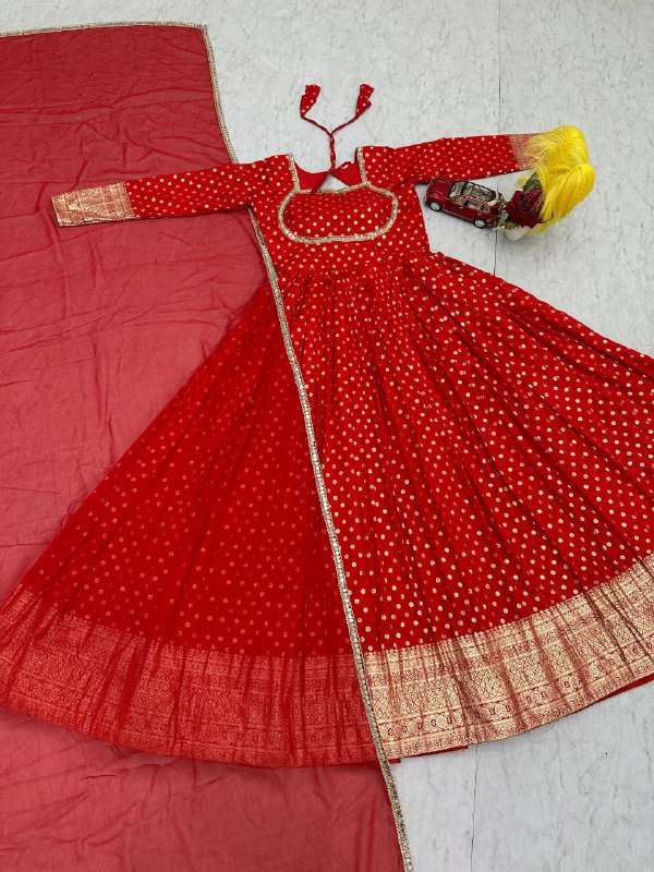 PC 570 JACQUARD DESIGNER WORK PARTY WEAR LADIES GOWN WITH DUPATTA SET 