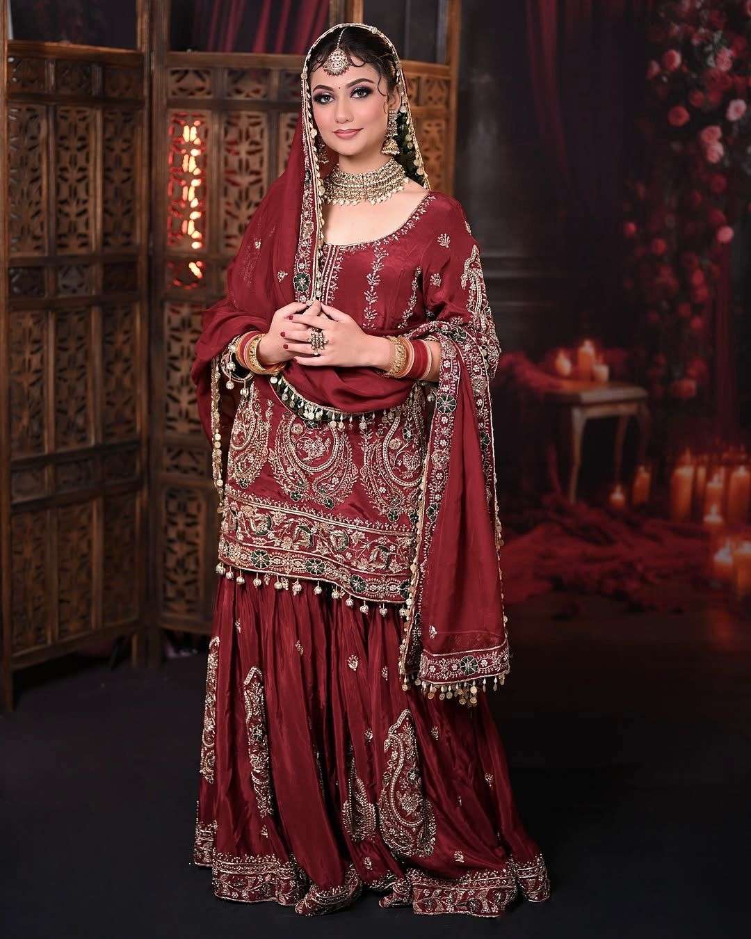PD 1104 GEORGETTE HEAVY EMBROIDERED DESIGNER PARTY WEAR LADIES SHARARA SUIT