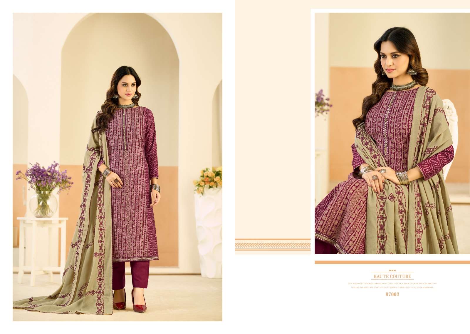RADHIKA FASHION AZARA  BLACK BERRY VOL 18 VISCOSE PRINT WITH FANCY WORK SUITS 