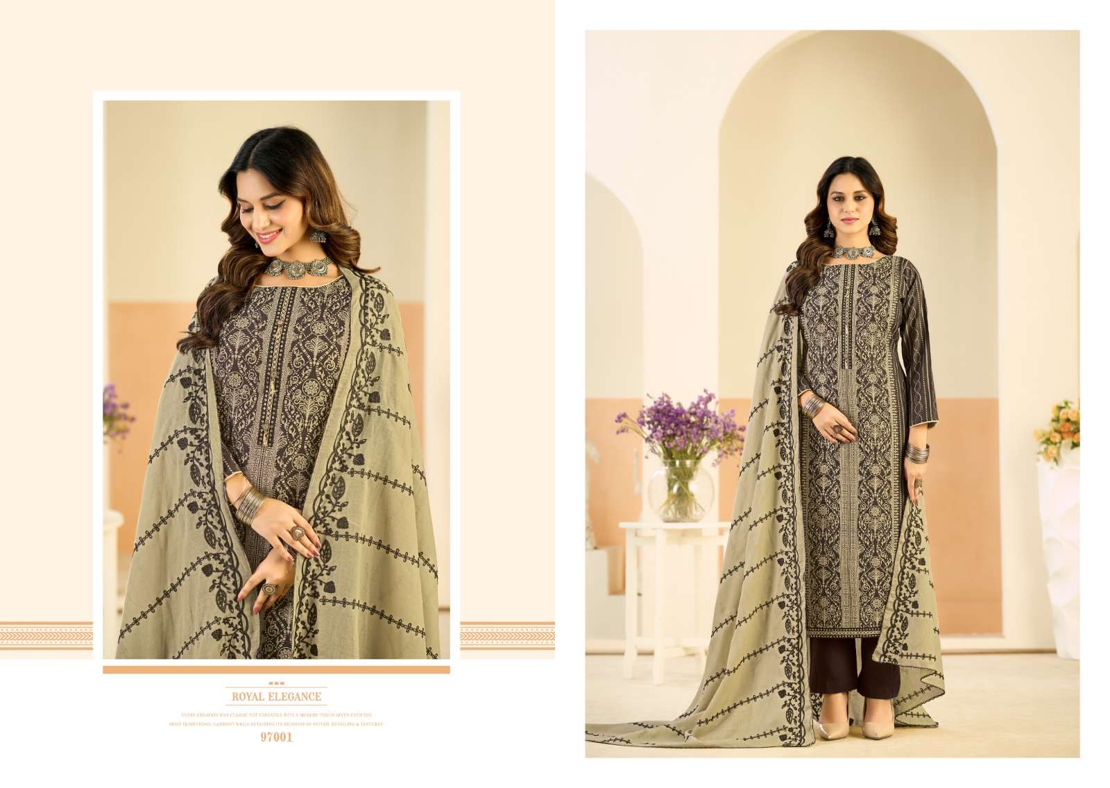 RADHIKA FASHION AZARA  BLACK BERRY VOL 18 VISCOSE PRINT WITH FANCY WORK SUITS 