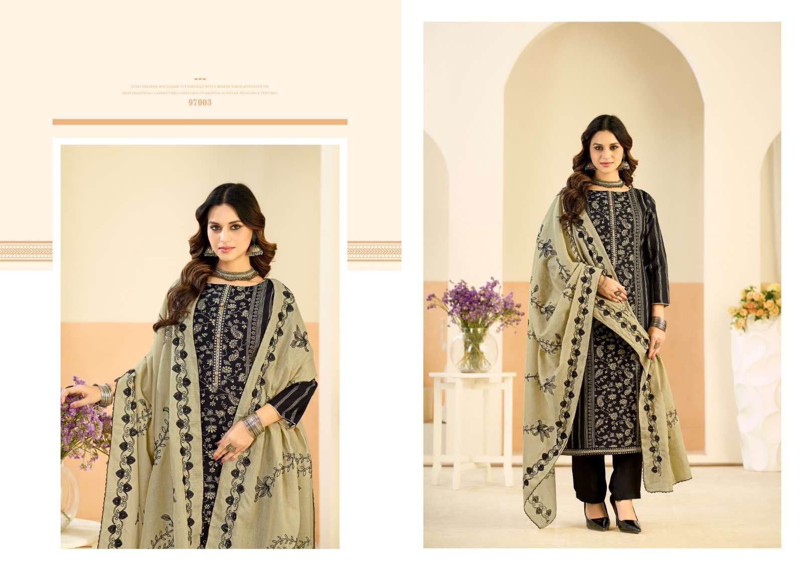 RADHIKA FASHION AZARA  BLACK BERRY VOL 18 VISCOSE PRINT WITH FANCY WORK SUITS 