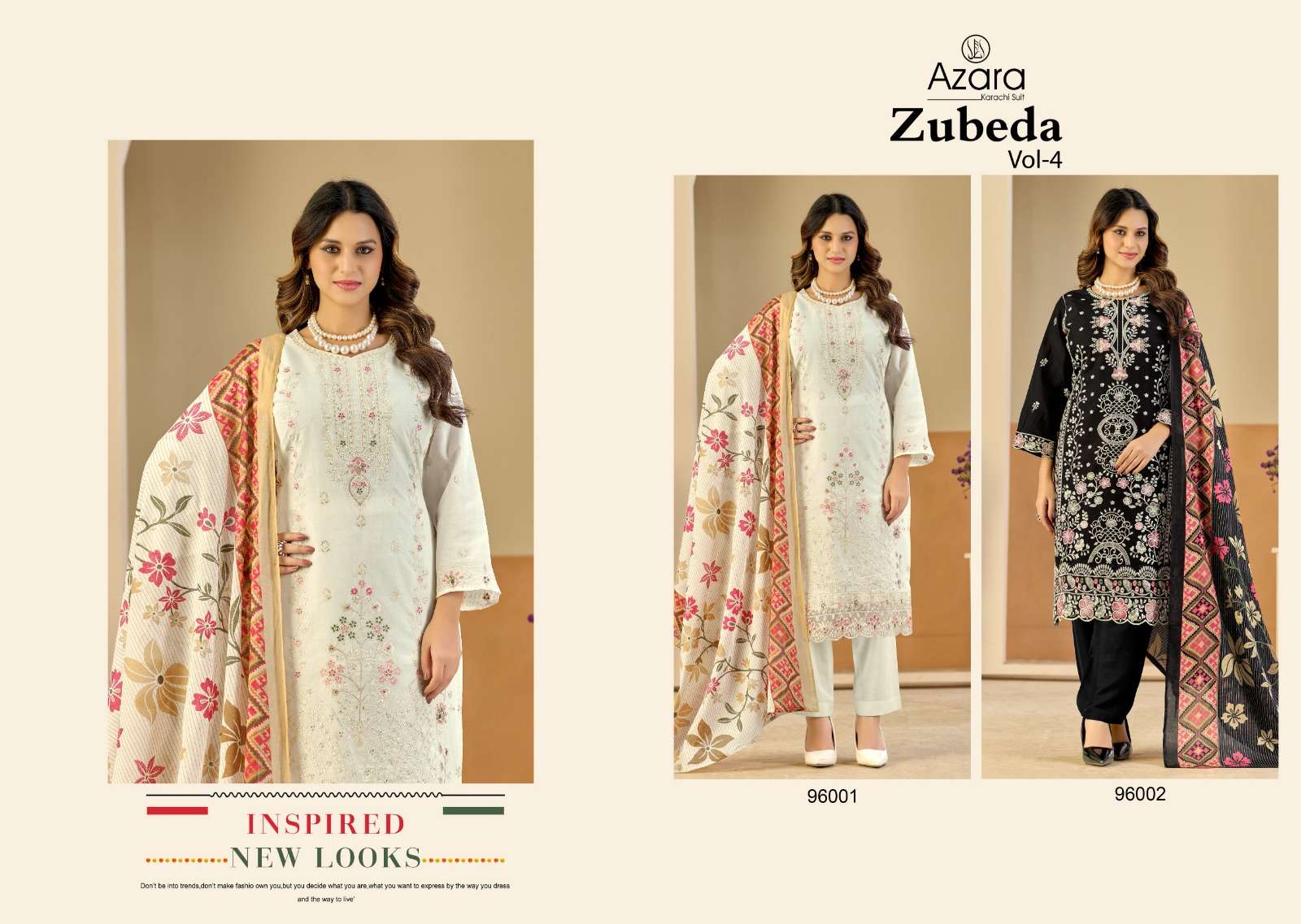 RADHIKA FASHION AZARA ZUBEDA VOL 4 LAWN COTTON FANCY EMBROIDERY WORK SUIT