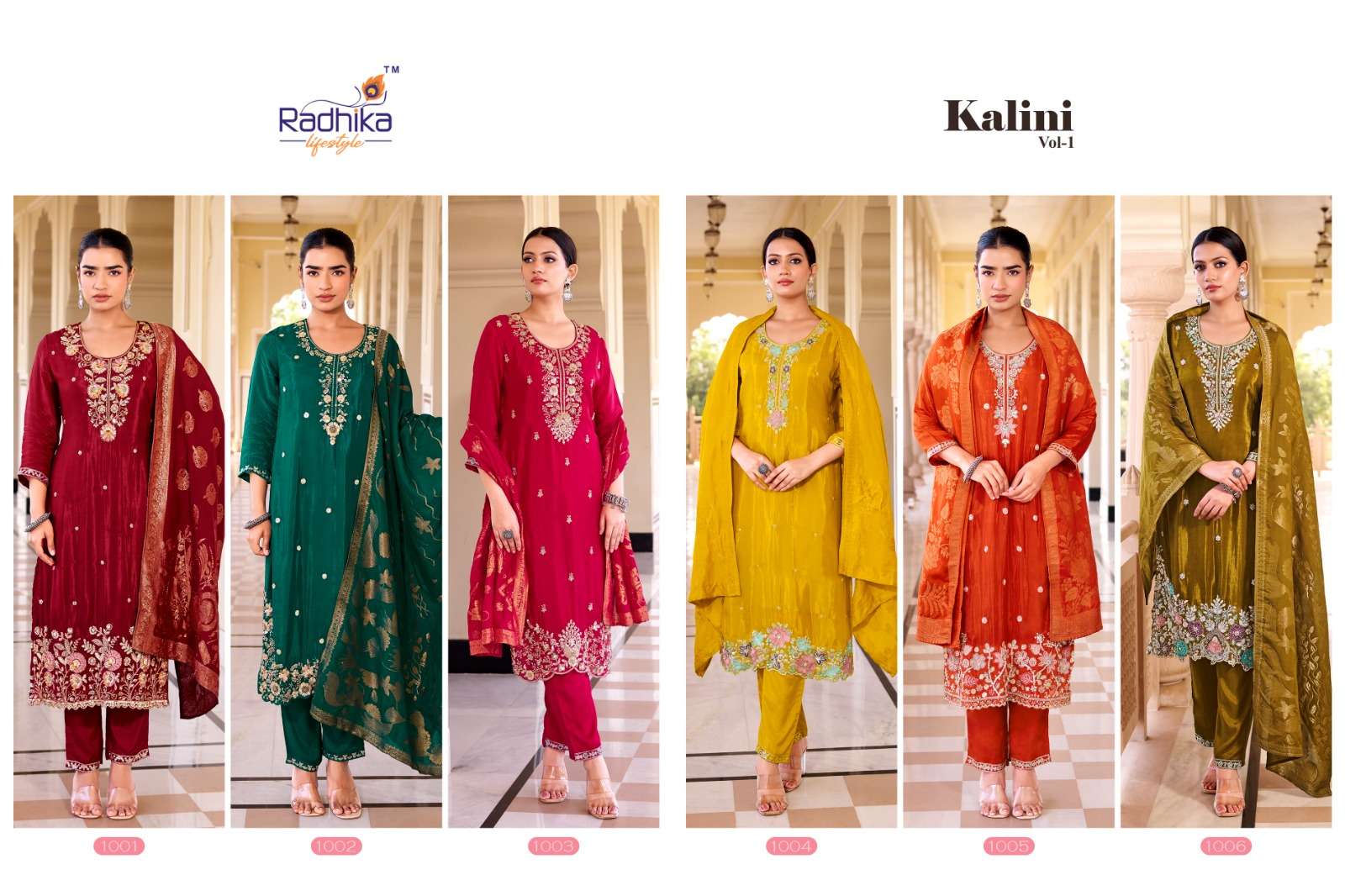 RADHIKA LIFESTYLE KALINI VOL 1 SILK WITH EMBROIDERY WORK LADIES 3PIECE SET COLLECTION 