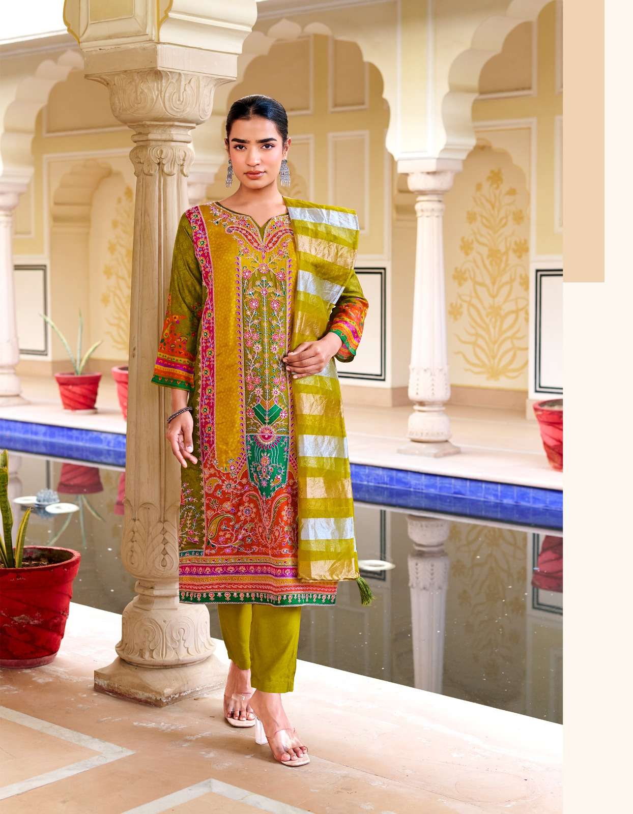 RADHIKA LIFESTYLE ZIANA VOL 1 DOLA SILK PRINT WITH FANCY WORK LADIES 3PIECE SET COLLECTION 