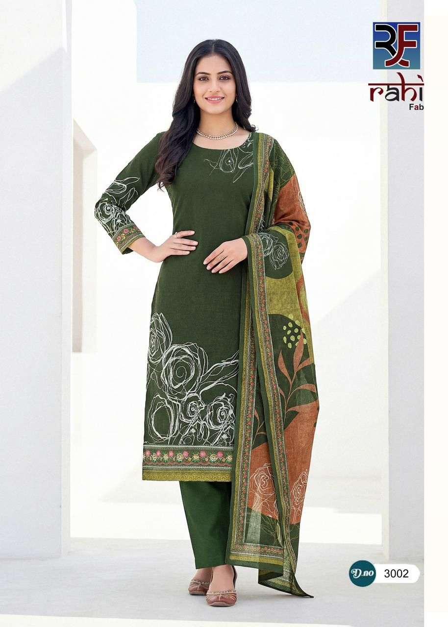 RAHI FAB RISING SILVER VOL 3 COTTON FANCY PRINTED WITH WORK SUIT