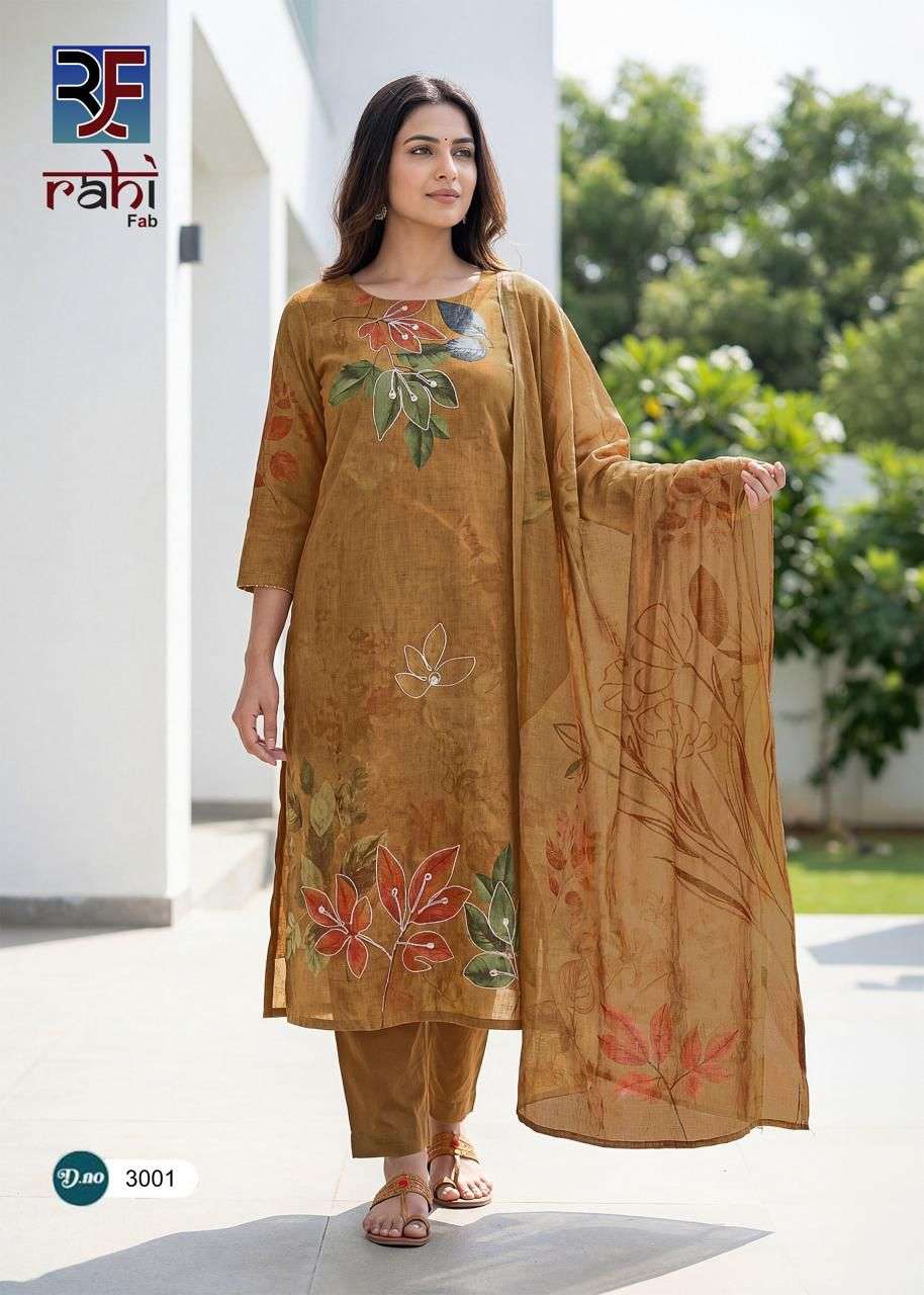 RAHI FAB RISING SILVER VOL 3 COTTON FANCY PRINTED WITH WORK SUIT