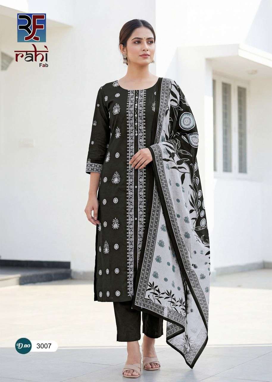 RAHI FAB RISING SILVER VOL 3 COTTON FANCY PRINTED WITH WORK SUIT