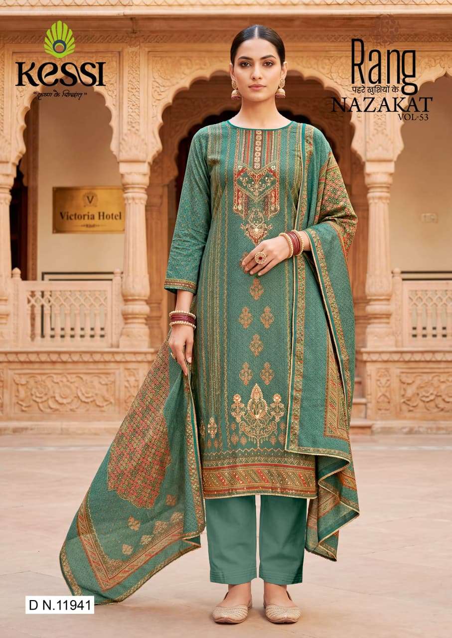 RANG NAZAKAT VOL 53 MUSLIN DIGITAL PRINT WITH FANCY EMBROIDERY WORK SUIT