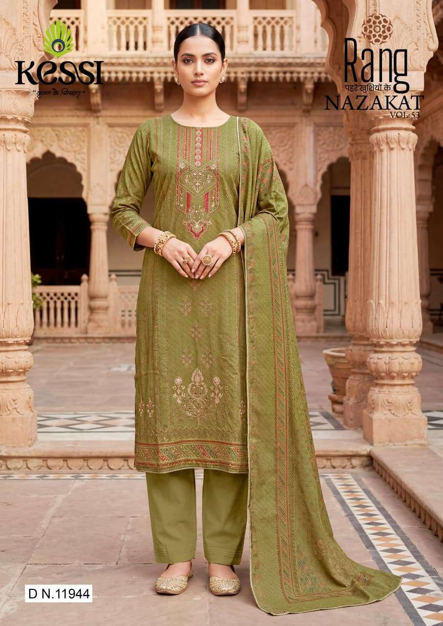 RANG NAZAKAT VOL 53 MUSLIN DIGITAL PRINT WITH FANCY EMBROIDERY WORK SUIT