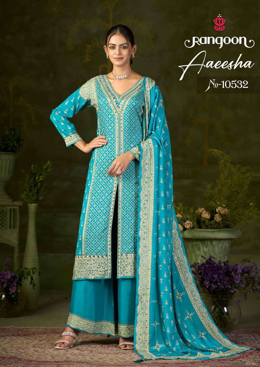 RANGOON AAEESHA MUSLIN HEAVY DESIGNER FESTIVE WEAR LADIES SUIT