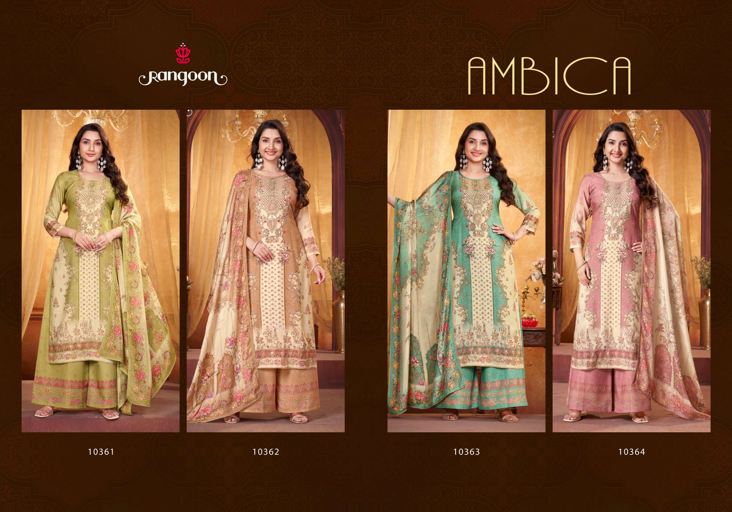 RANGOON AMBICA MUSLIN DIGITAL PRINT WITH FANCY WORK LADIES SUIT