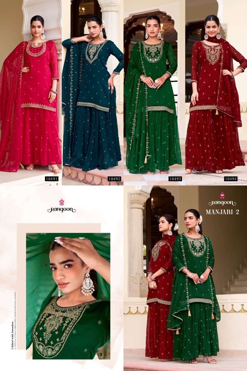 RANGOON MANJARI VOL 2 CHIFFON DESIGNER WORK PARTY WEAR LADIES SUIT