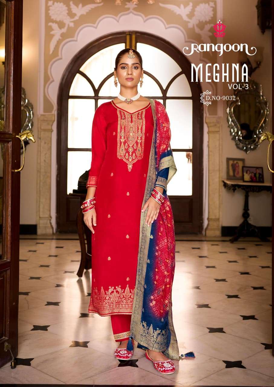RANGOON MEGHANA VOL 3 JACQUARD DESIGNER LADIES FESTIVE WEAR SUIT