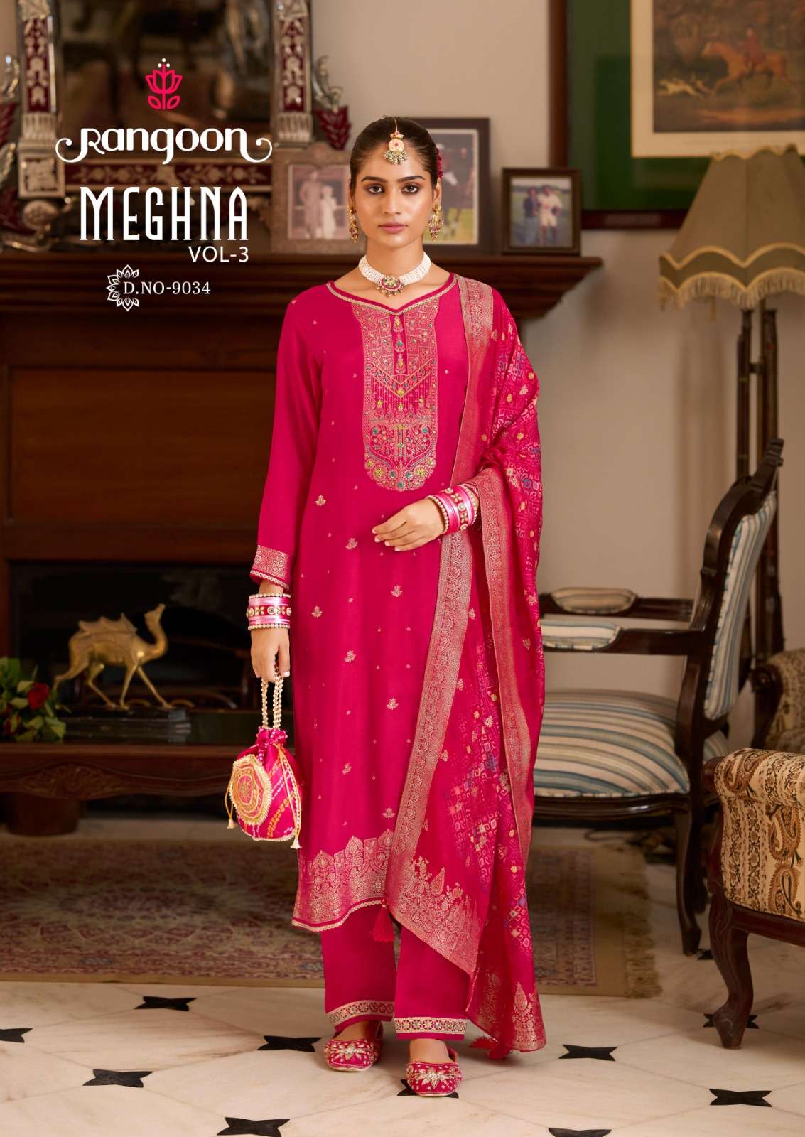 RANGOON MEGHANA VOL 3 JACQUARD DESIGNER LADIES FESTIVE WEAR SUIT