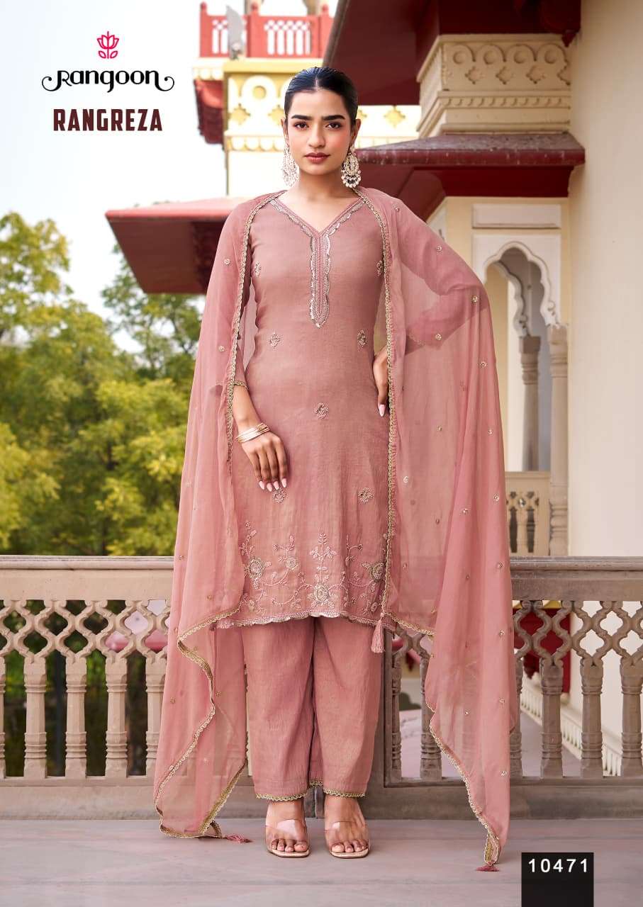 RANGOON RANGREZA VISCOSE PREETY LOOK DESIGNER WEAR LADIES 3PCS SET 