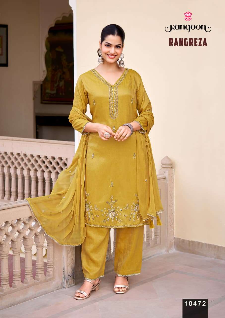 RANGOON RANGREZA VISCOSE PREETY LOOK DESIGNER WEAR LADIES 3PCS SET 