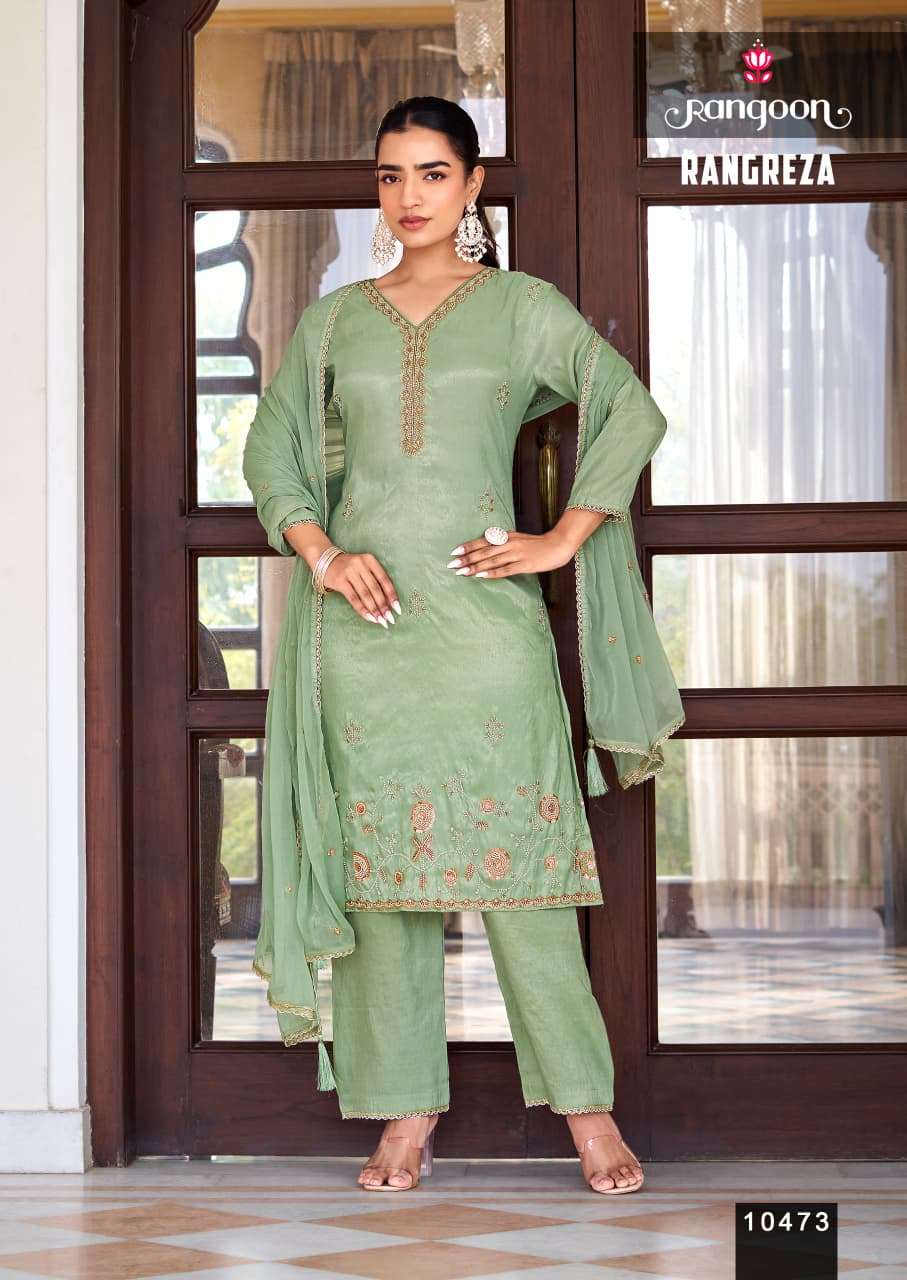 RANGOON RANGREZA VISCOSE PREETY LOOK DESIGNER WEAR LADIES 3PCS SET 