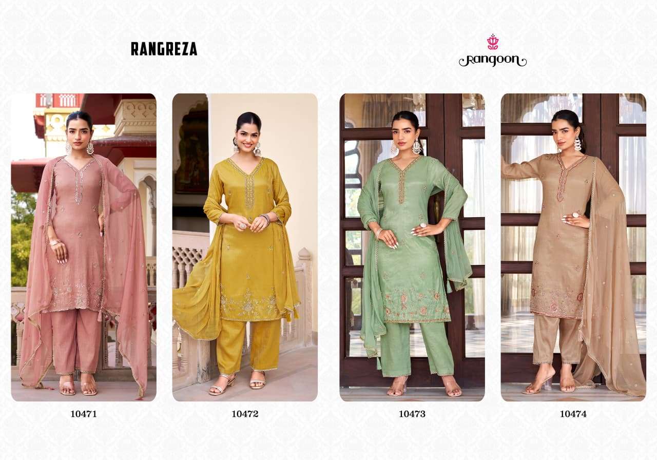 RANGOON RANGREZA VISCOSE PREETY LOOK DESIGNER WEAR LADIES 3PCS SET 