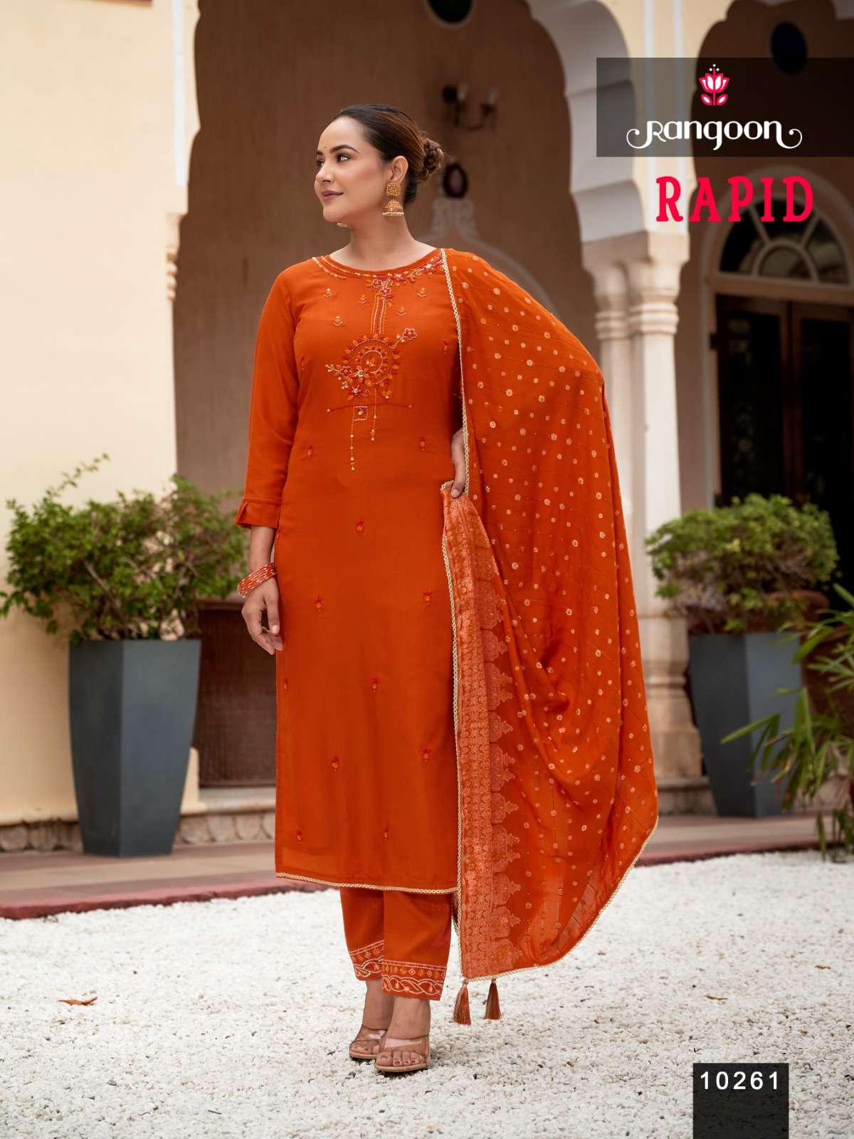 RANGOON RAPID VISCOSE FANCY WORKS LADIES 3PCS SET COLLECTION 