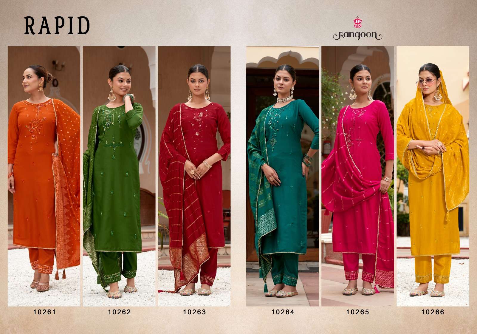 RANGOON RAPID VISCOSE FANCY WORKS LADIES 3PCS SET COLLECTION 
