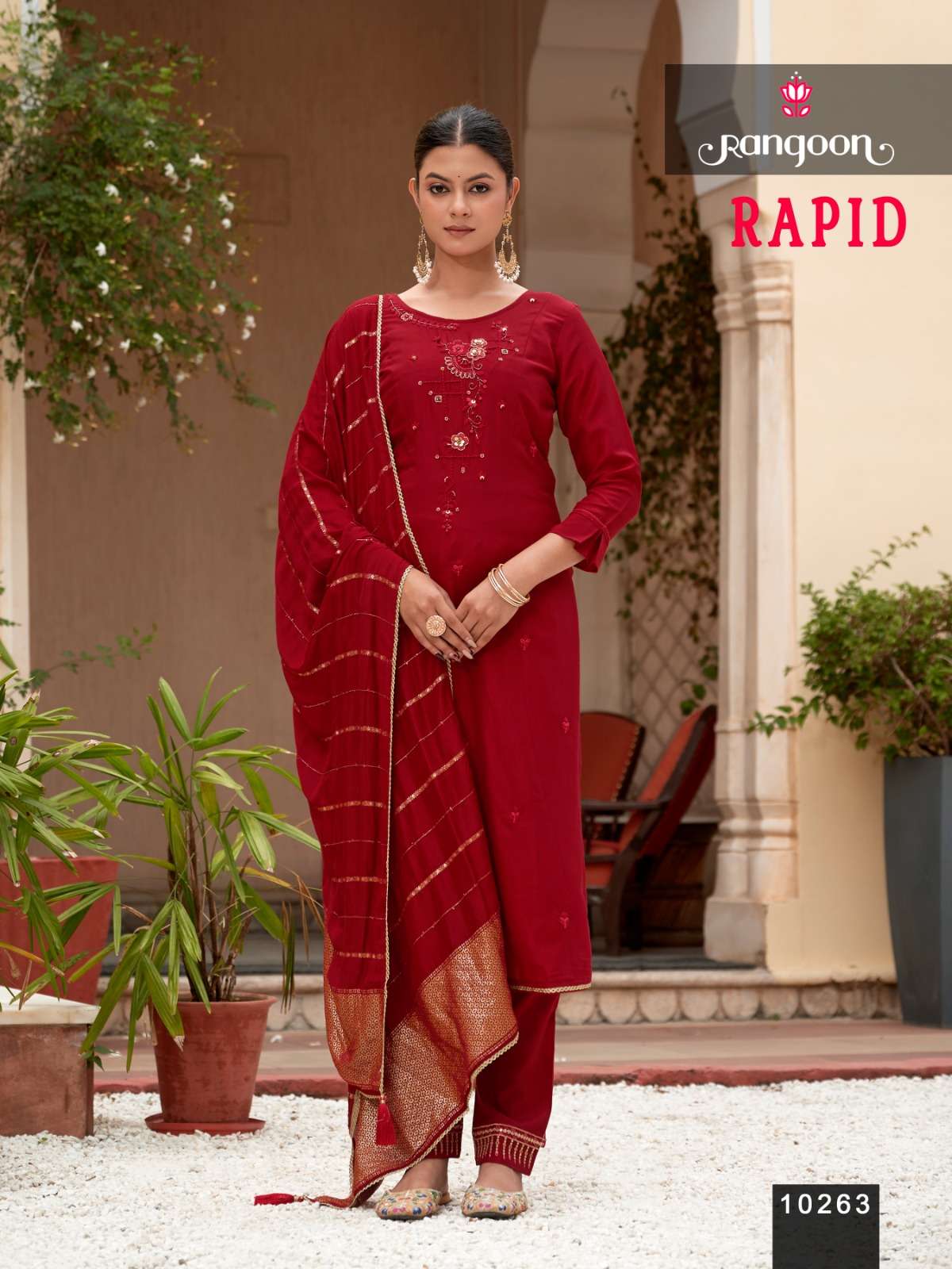RANGOON RAPID VISCOSE FANCY WORKS LADIES 3PCS SET COLLECTION 