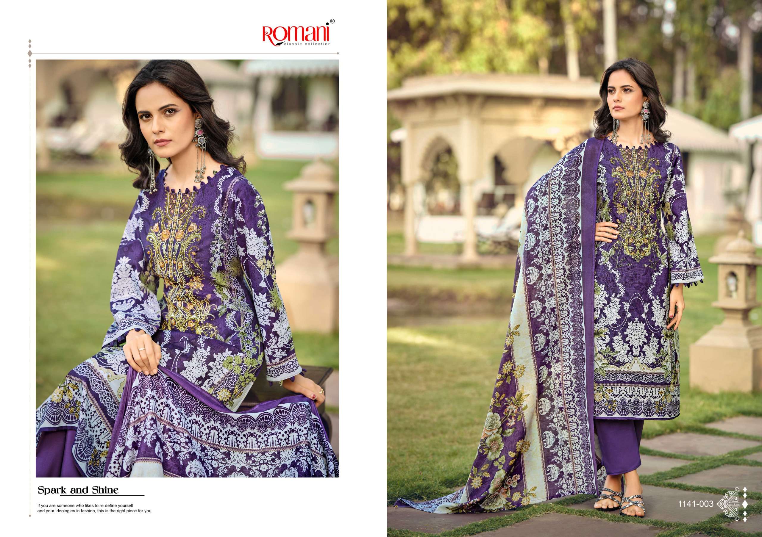 ROMANI NEEDLE WONDER VOL 10 COTTON DIGITAL PRINTS WITH FANCY EMBROIDERY WORK SUIT