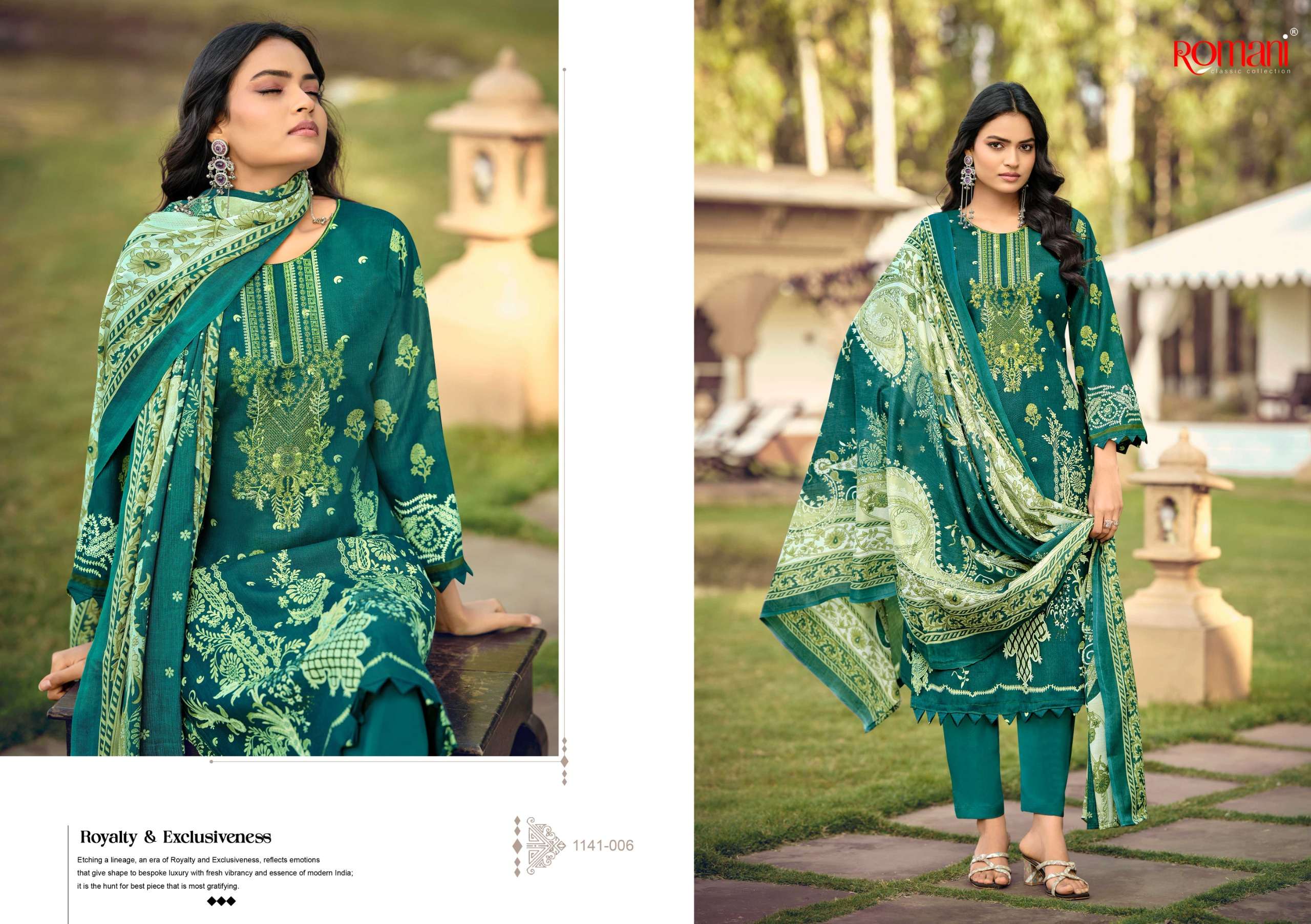 ROMANI NEEDLE WONDER VOL 10 COTTON DIGITAL PRINTS WITH FANCY EMBROIDERY WORK SUIT
