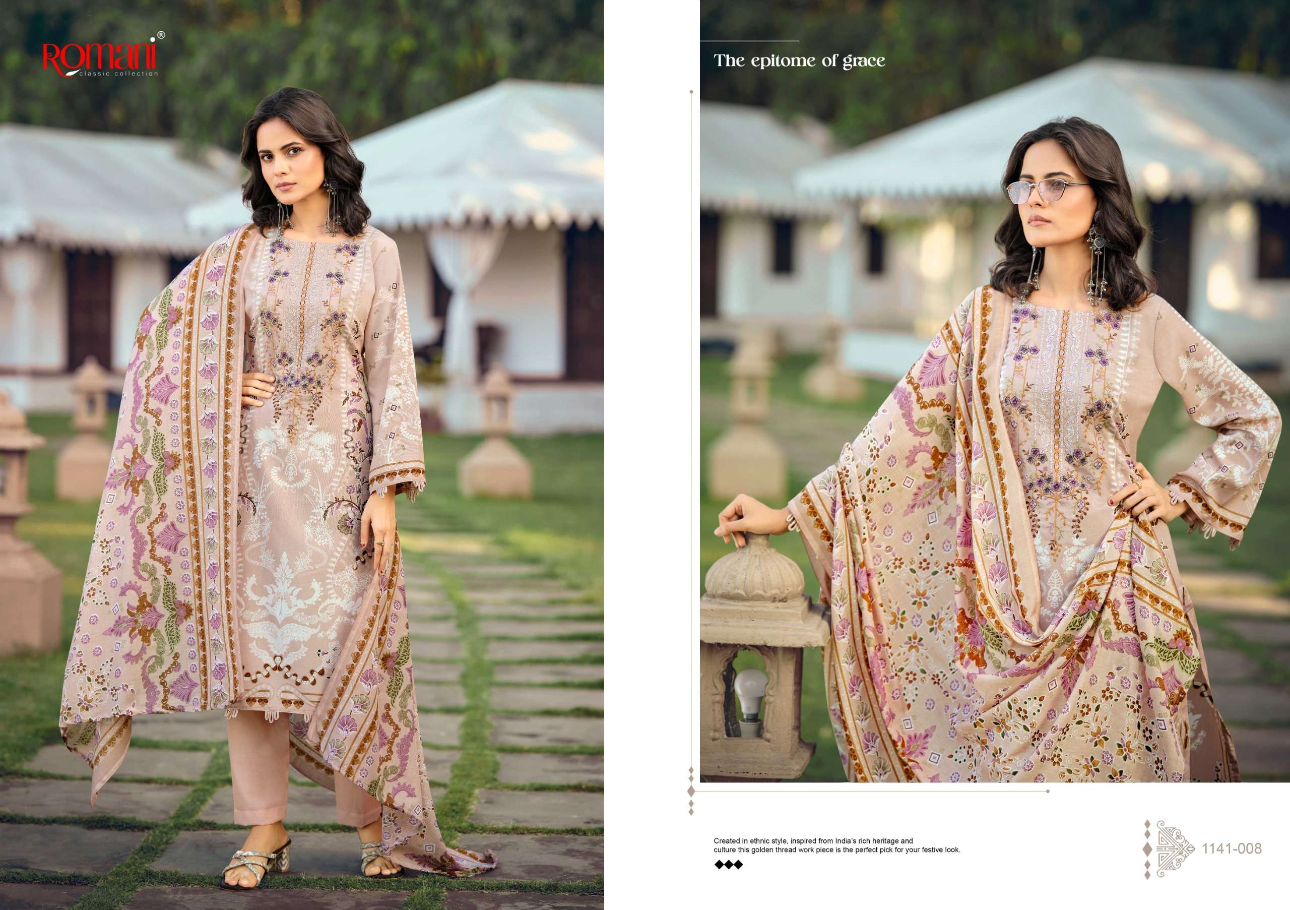 ROMANI NEEDLE WONDER VOL 10 COTTON DIGITAL PRINTS WITH FANCY EMBROIDERY WORK SUIT