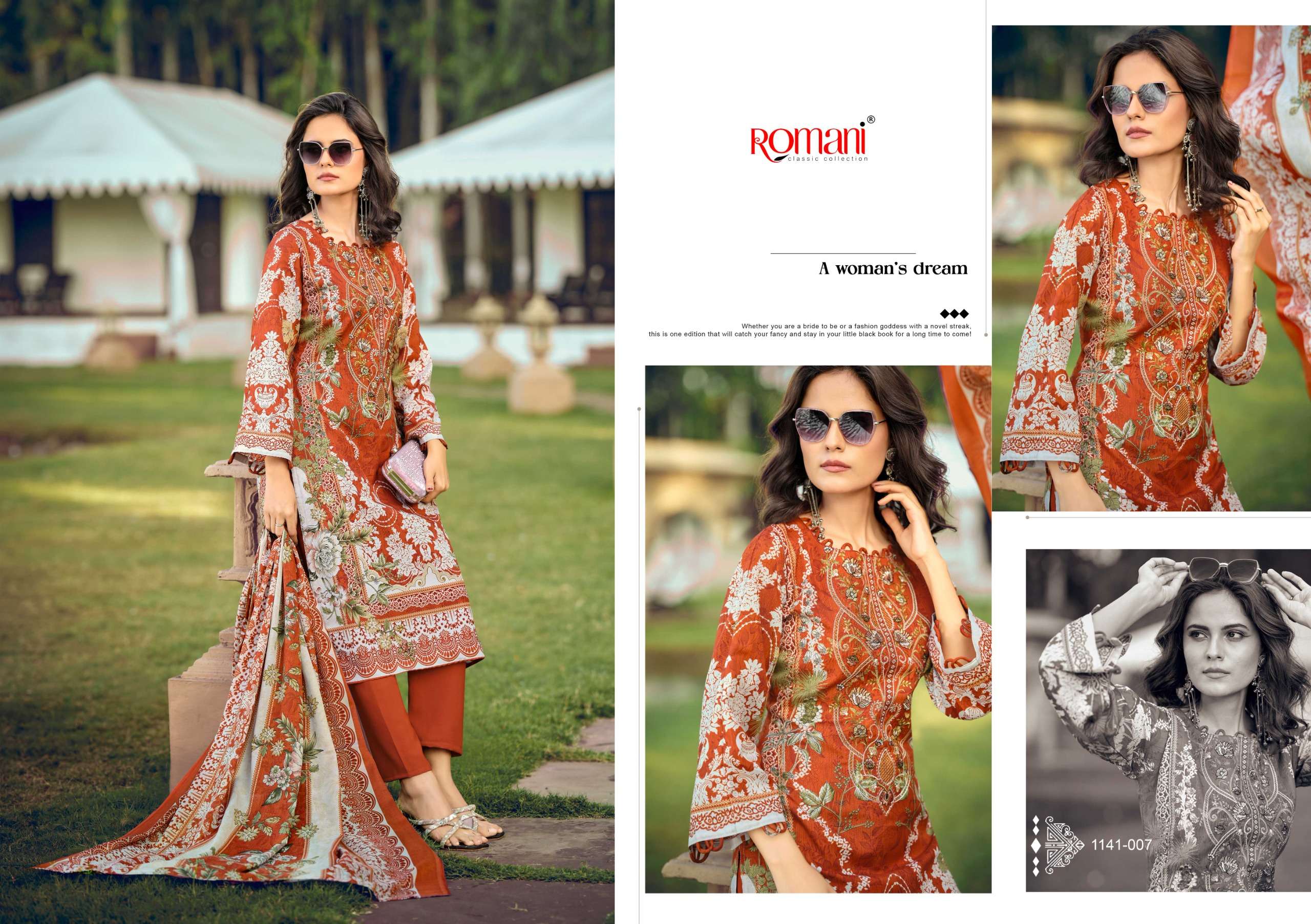 ROMANI NEEDLE WONDER VOL 10 COTTON DIGITAL PRINTS WITH FANCY EMBROIDERY WORK SUIT