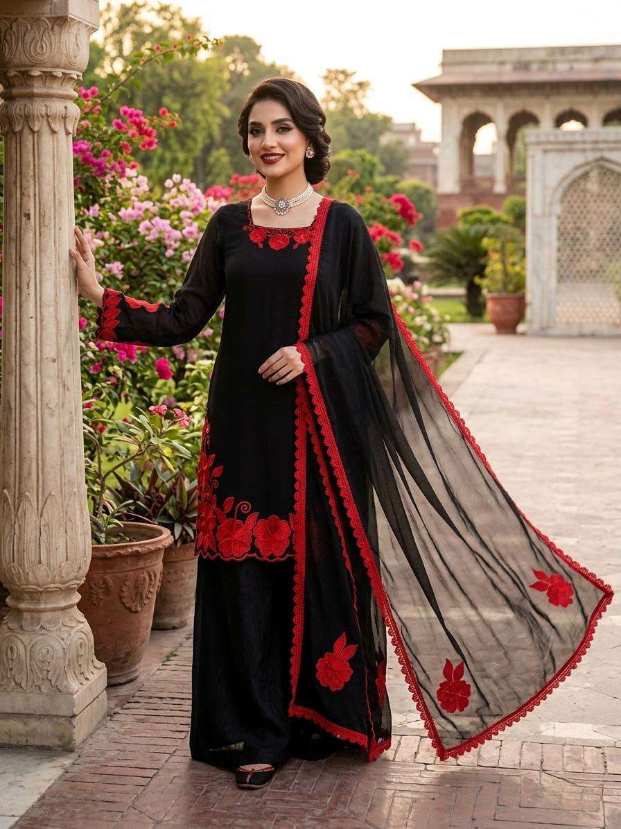 RTC 6000 SILK FANCY EMBROIDERY WORK PAKISTANI STYLE LADIES FESTIVE WEAR SUIT