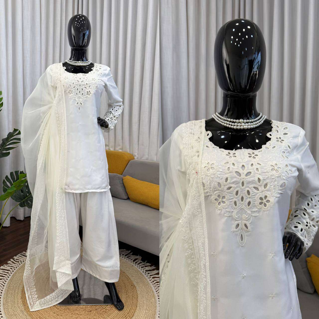RTC 6005 SILK PREETY WHITE DESIGNER LOOK FESTIVE WEAR SUIT