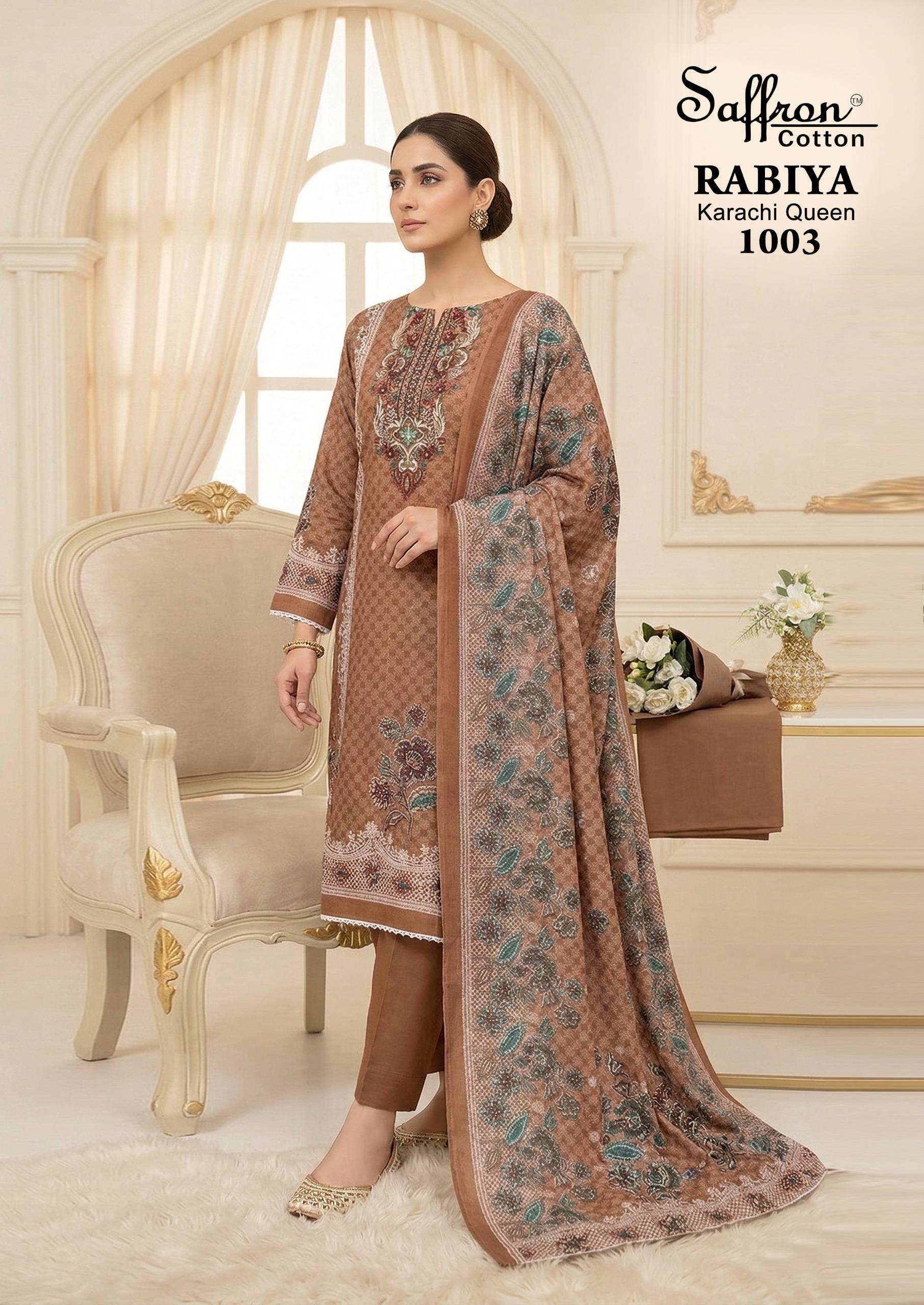 SAFFRON COTTON RABIYA KARACHI QUEEN VOL 1 COTTON DIGITAL PRINTS SALWAR SUIT