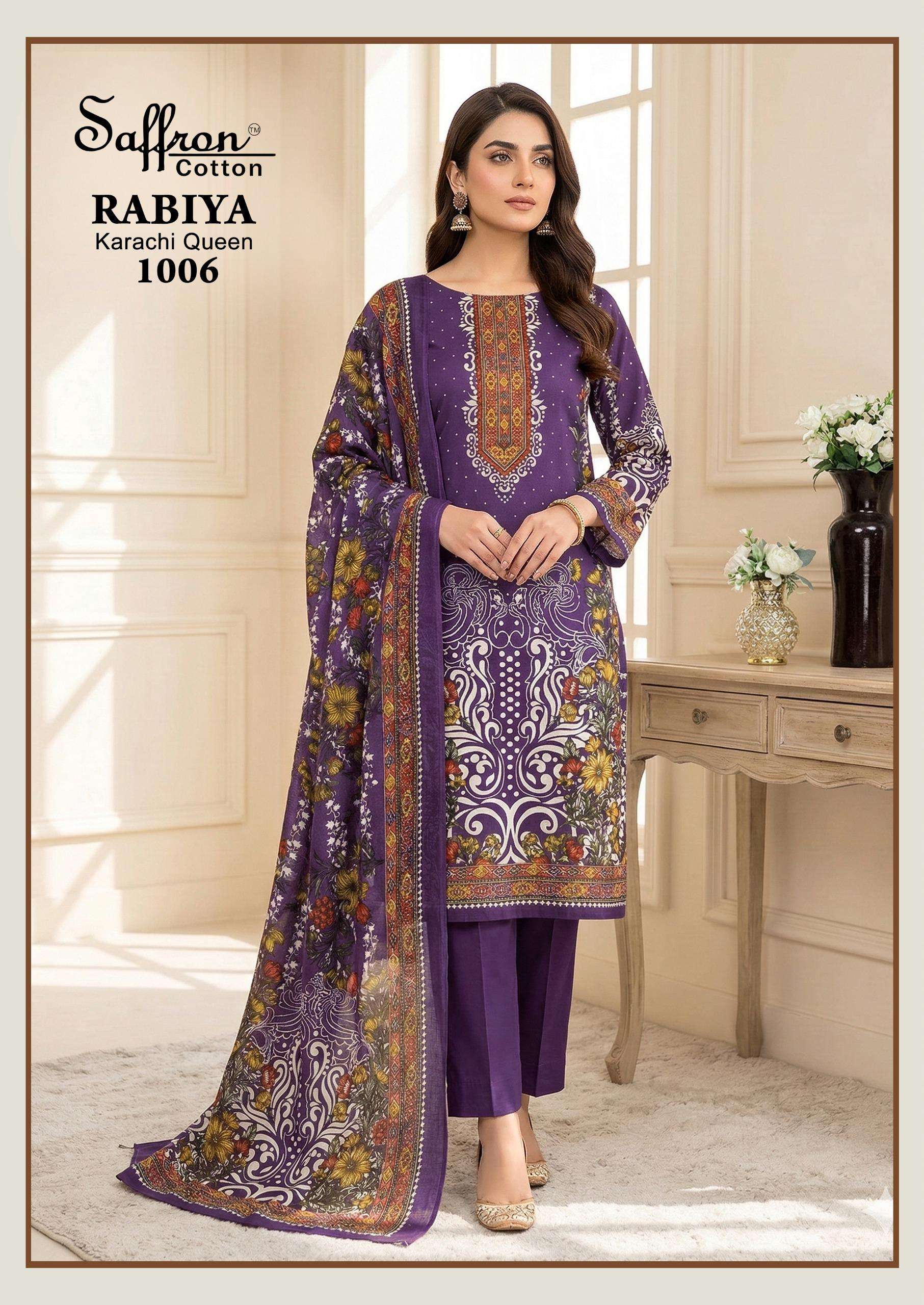 SAFFRON COTTON RABIYA KARACHI QUEEN VOL 1 COTTON DIGITAL PRINTS SALWAR SUIT