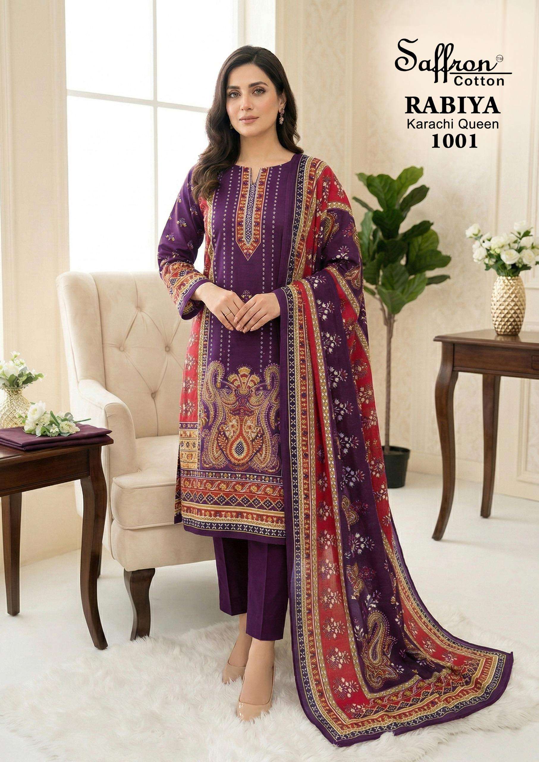 SAFFRON COTTON RABIYA KARACHI QUEEN VOL 1 COTTON DIGITAL PRINTS SALWAR SUIT