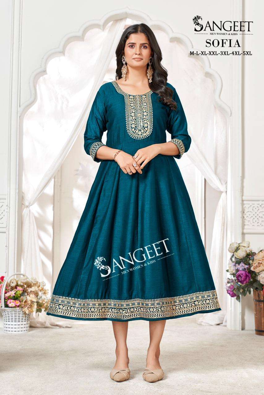 SANGEET SOFIA SILK FANCY WORKS LADIES ETHNIC WEAR GOWN 