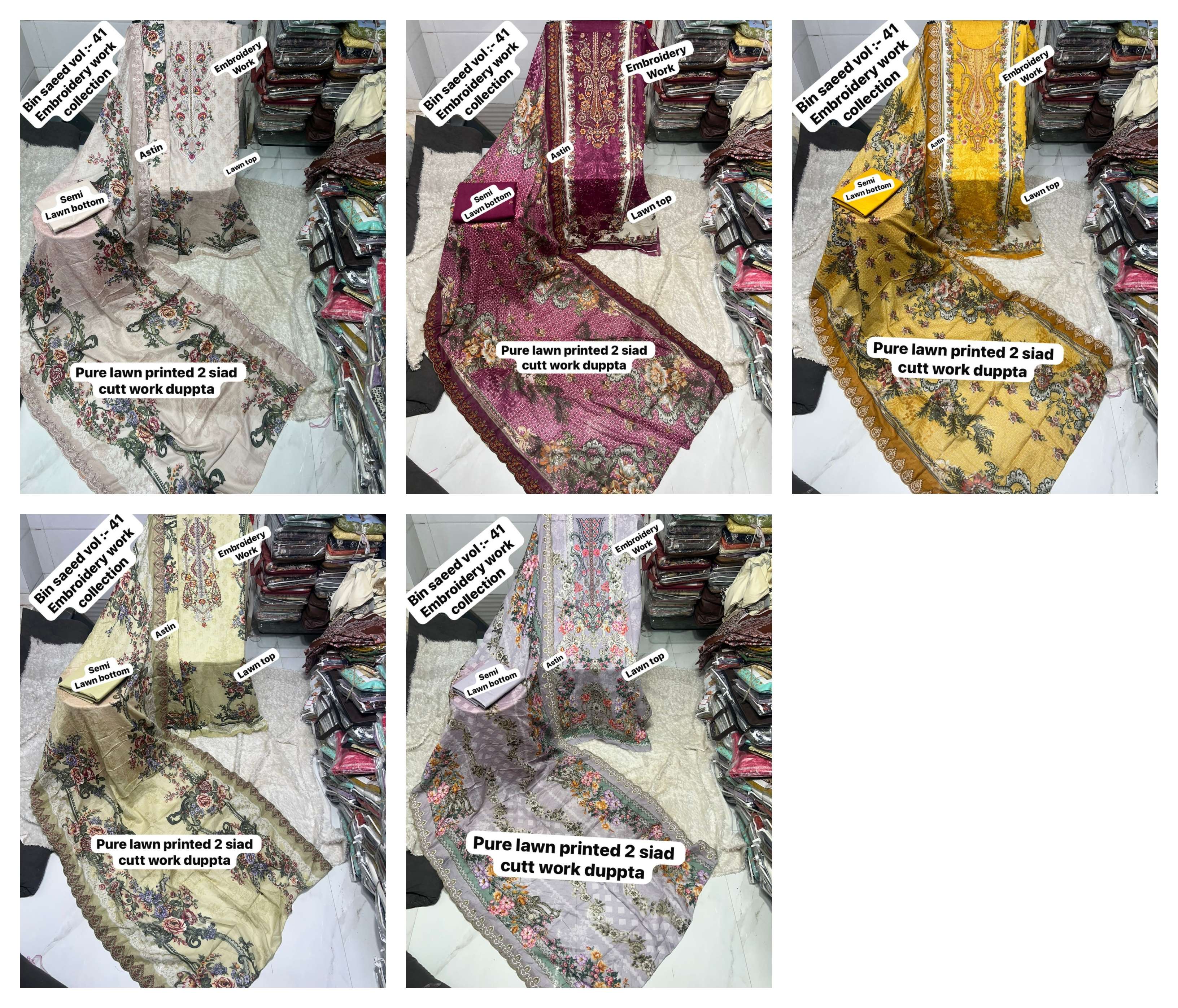 SAPPHIRE BIN SAEED VOL 41 LAWN COTTON EMBROIDERY WORK SALWAR KAMEEZ 