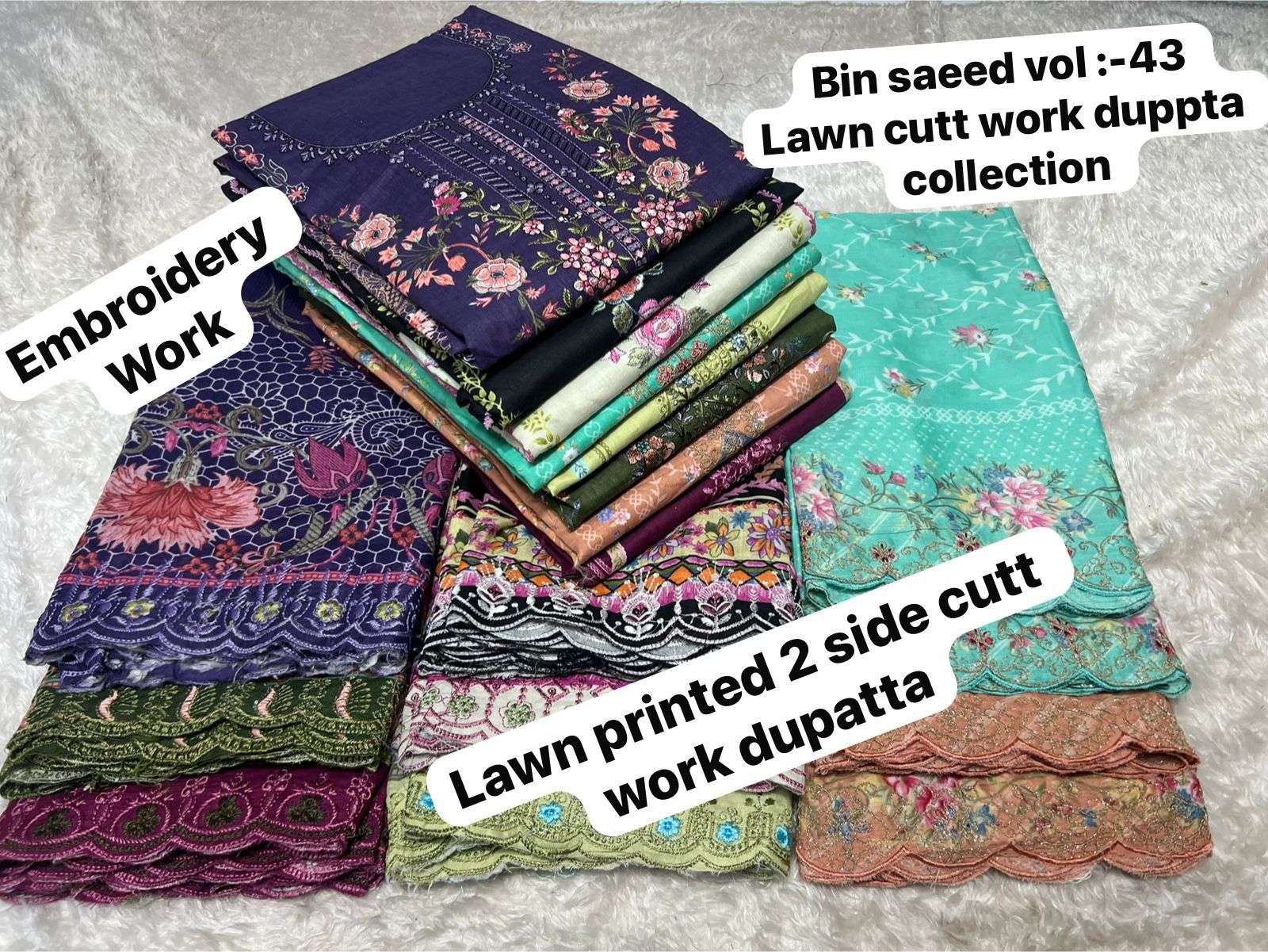 SAPPHIRE BIN SAEED VOL 43 LAWN COTTON EMBROIDERY WORK SALWAR KAMEEZ 
