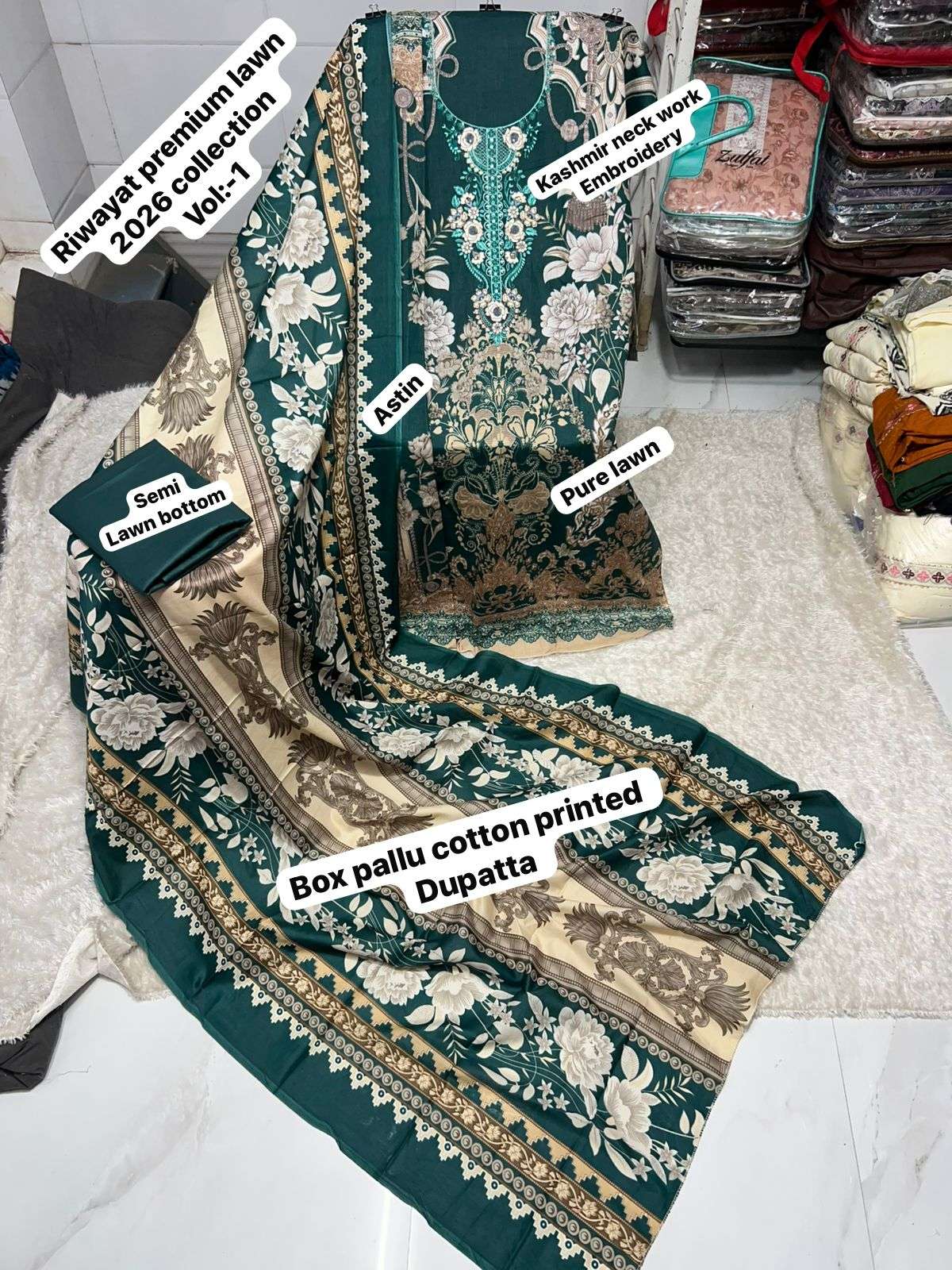 SAPPHIRE RIWAYAT PREMIUM LAWN VOL 4 COTTON DIGITAL PRINT WITH WORK SALWAR KAMEEZ 