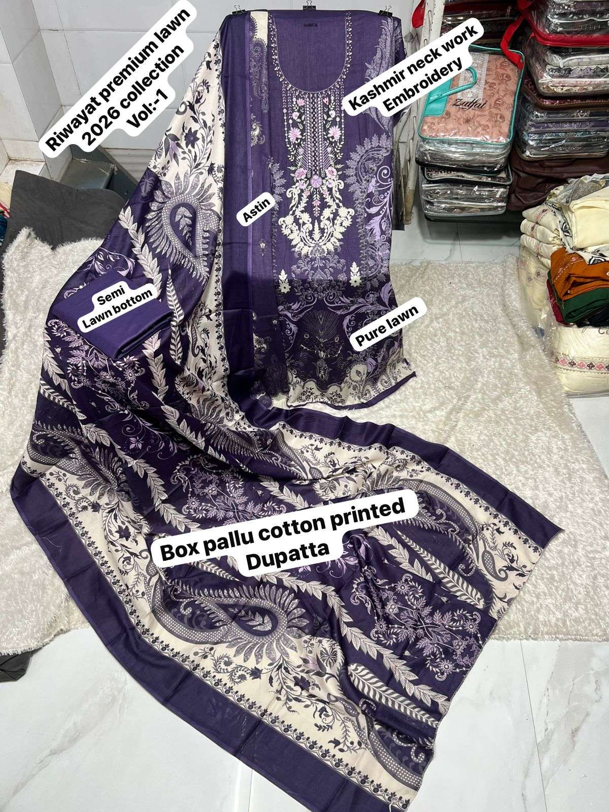 SAPPHIRE RIWAYAT PREMIUM LAWN VOL 4 COTTON DIGITAL PRINT WITH WORK SALWAR KAMEEZ 