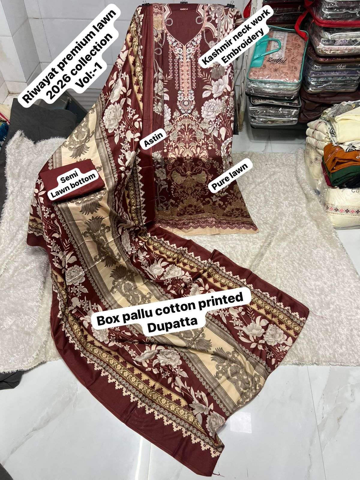 SAPPHIRE RIWAYAT PREMIUM LAWN VOL 4 COTTON DIGITAL PRINT WITH WORK SALWAR KAMEEZ 