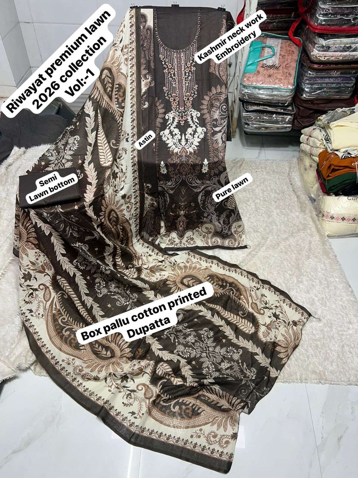 SAPPHIRE RIWAYAT PREMIUM LAWN VOL 4 COTTON DIGITAL PRINT WITH WORK SALWAR KAMEEZ 