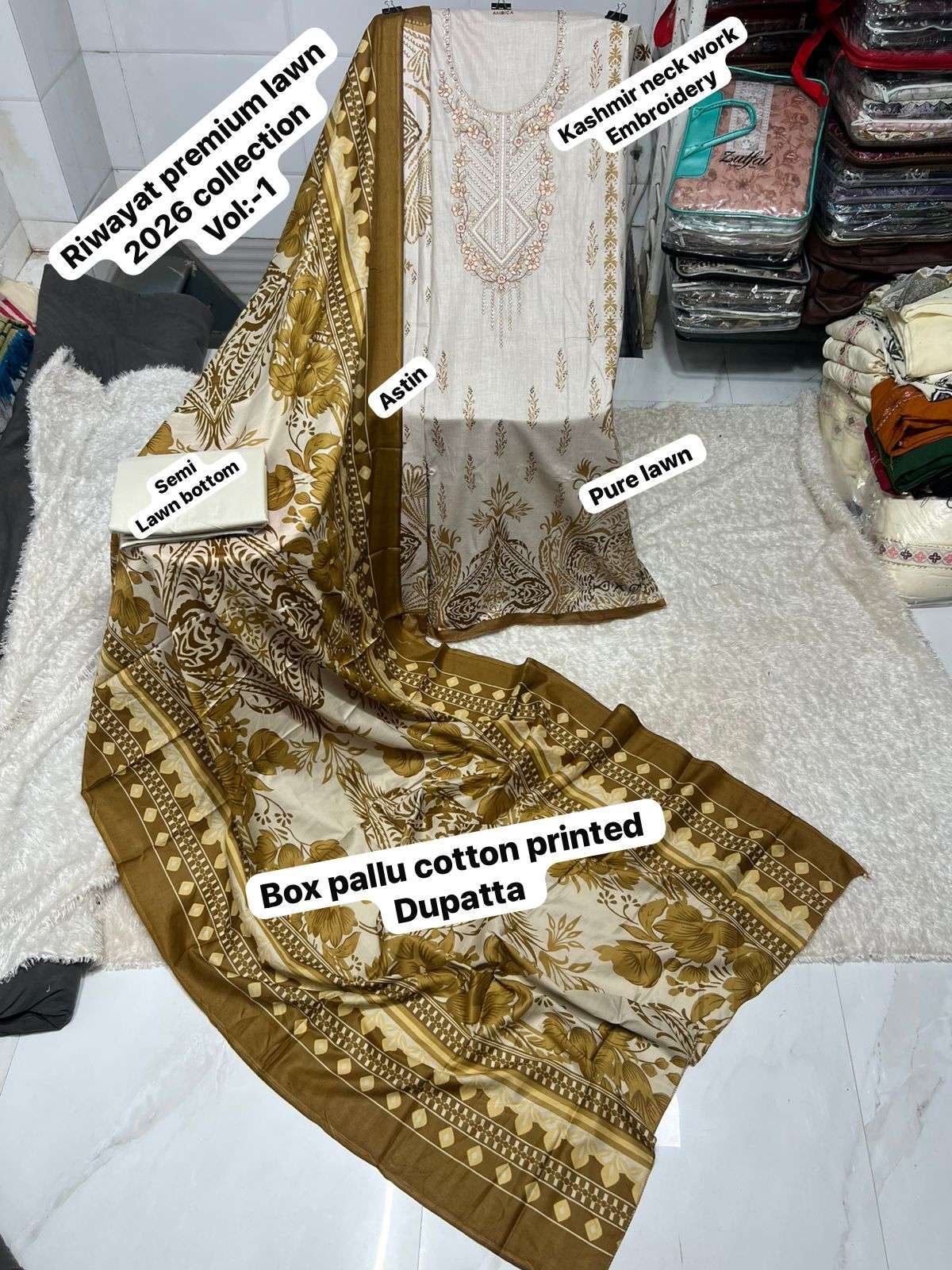 SAPPHIRE RIWAYAT PREMIUM LAWN VOL 4 COTTON DIGITAL PRINT WITH WORK SALWAR KAMEEZ 