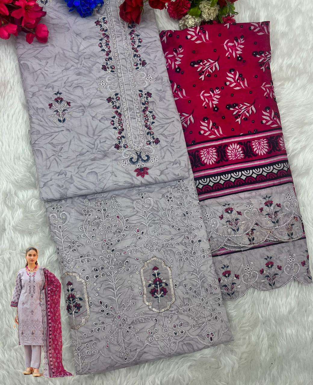 SHREE FABS BIN SAEED LAWN COLLECTION VOL 25 COTTON EMBROIDERY WORK SUIT