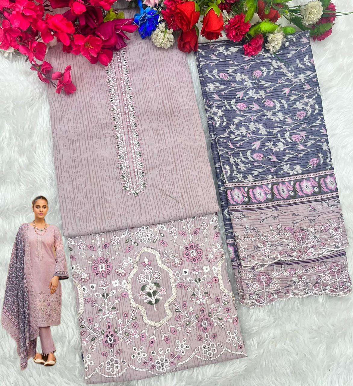 SHREE FABS BIN SAEED LAWN COLLECTION VOL 25 COTTON EMBROIDERY WORK SUIT