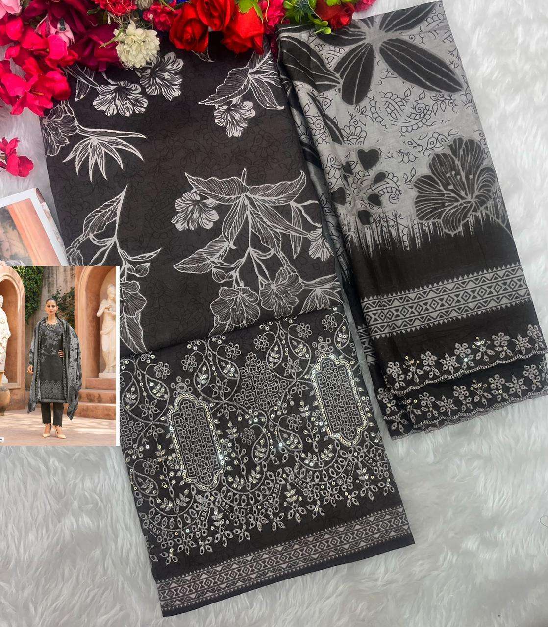 SHREE FABS BIN SAEED LAWN COLLECTION VOL 26  COTTON PRINT WITH EMBROIDERY WORK SUIT