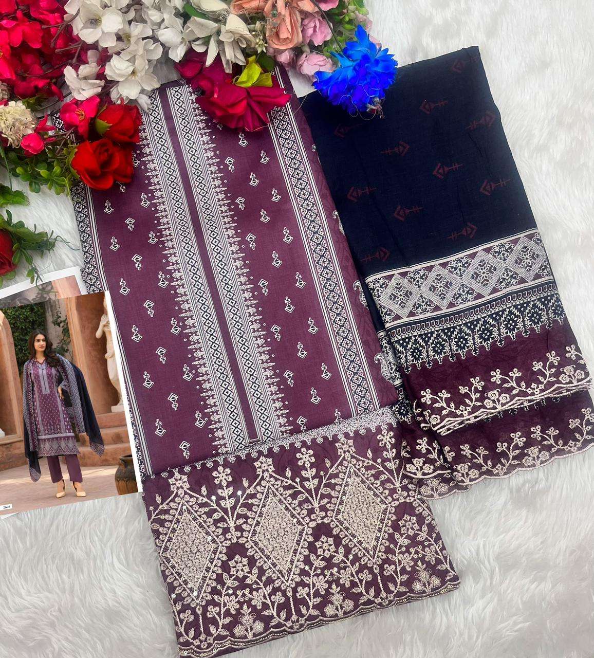 SHREE FABS BIN SAEED LAWN COLLECTION VOL 26  COTTON PRINT WITH EMBROIDERY WORK SUIT