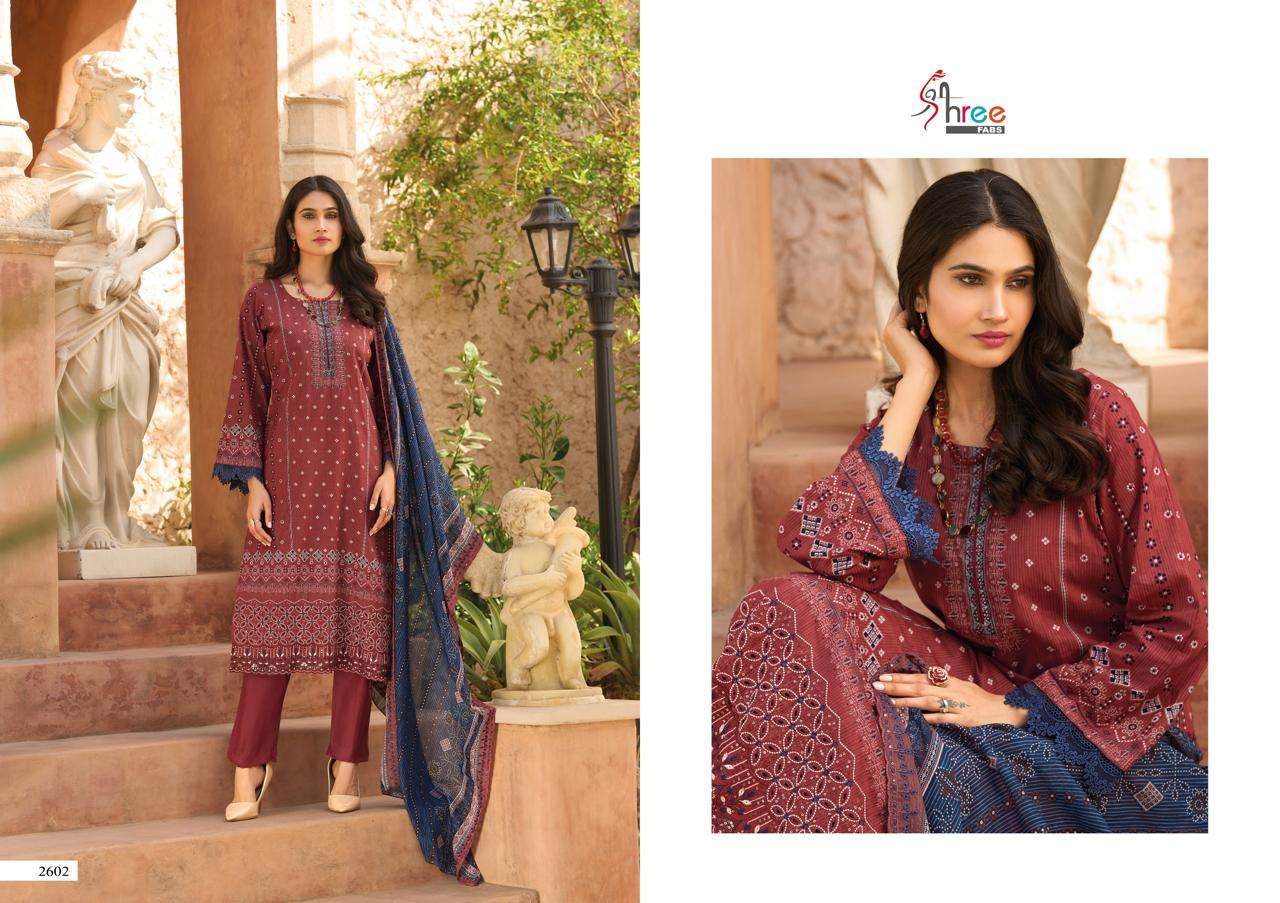 SHREE FABS BIN SAEED LAWN COLLECTION VOL 26  COTTON PRINT WITH EMBROIDERY WORK SUIT
